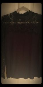 Women's black lace high neck blouse